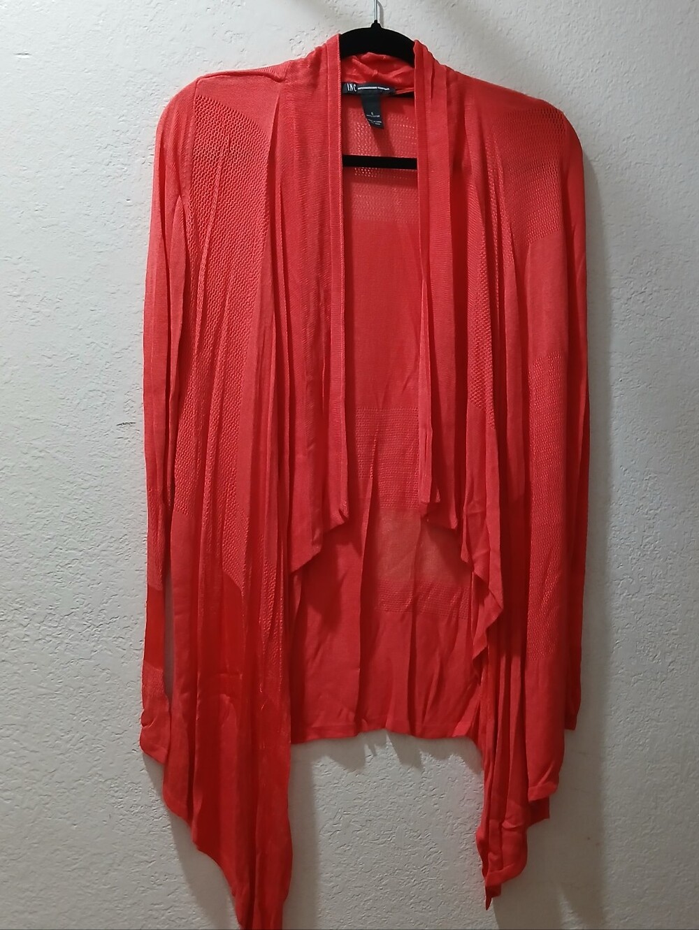 INC International Concepts Nwot S Coral Draped Open-Front Cardigan